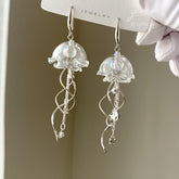 Jellyfish Dangle Earrings, Silver Jellyfish drop Earrings, Beach Lover Earring Gift, Unique Earrings